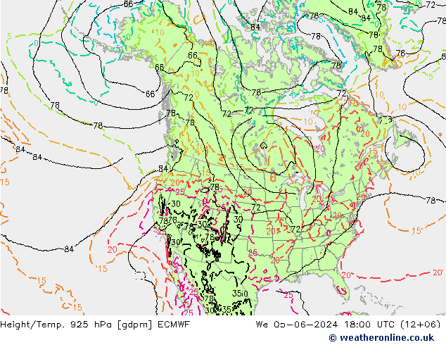 Geop./Temp. 925 hPa ECMWF mié 05.06.2024 18 UTC