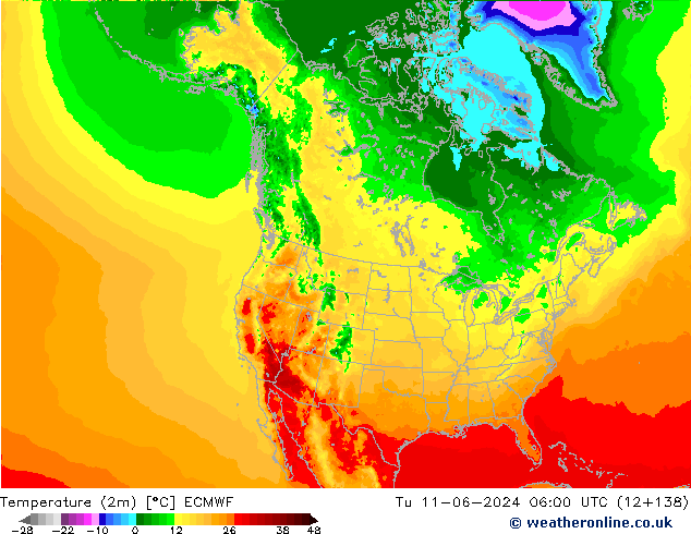 température (2m) ECMWF mar 11.06.2024 06 UTC