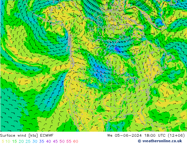 ветер 10 m ECMWF ср 05.06.2024 18 UTC