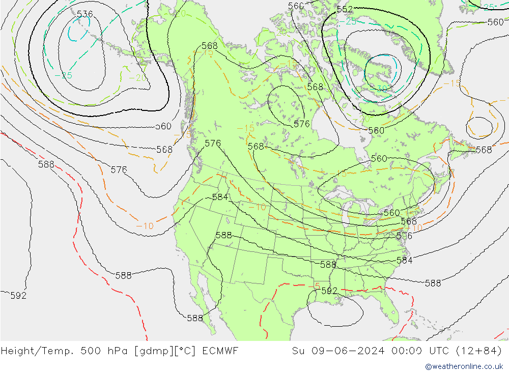 Height/Temp. 500 hPa ECMWF 星期日 09.06.2024 00 UTC