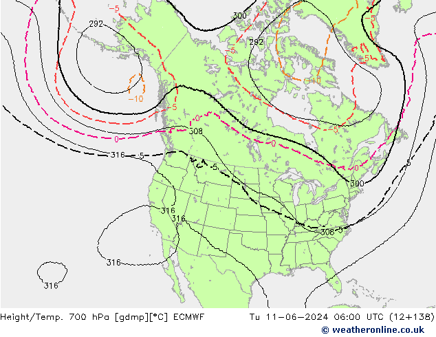 Height/Temp. 700 hPa ECMWF  11.06.2024 06 UTC