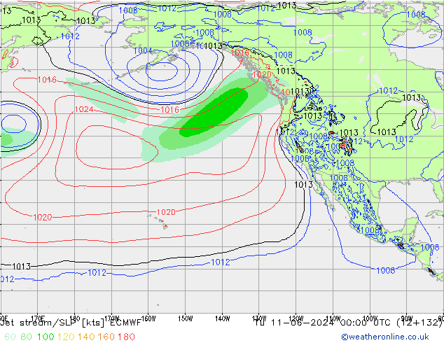 Jet Akımları/SLP ECMWF Sa 11.06.2024 00 UTC