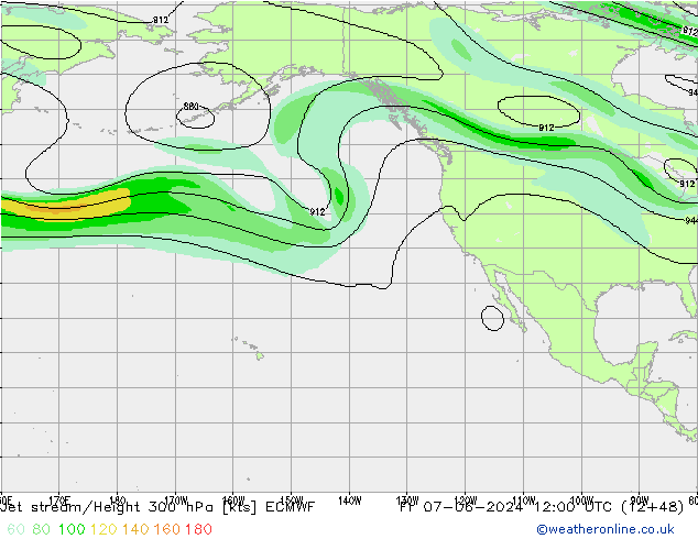 Corriente en chorro ECMWF vie 07.06.2024 12 UTC