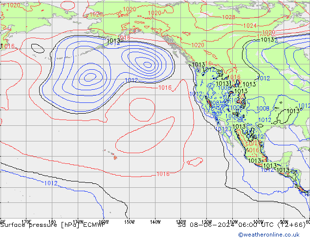 Bodendruck ECMWF Sa 08.06.2024 06 UTC