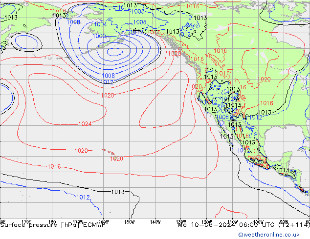 Surface pressure ECMWF Mo 10.06.2024 06 UTC