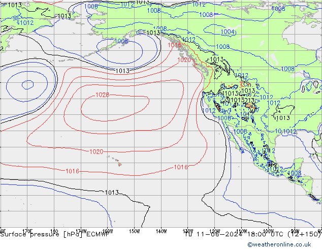 приземное давление ECMWF вт 11.06.2024 18 UTC