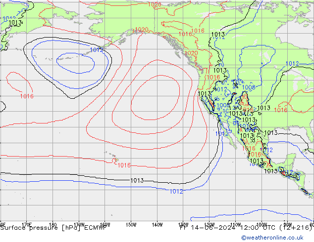 ciśnienie ECMWF pt. 14.06.2024 12 UTC