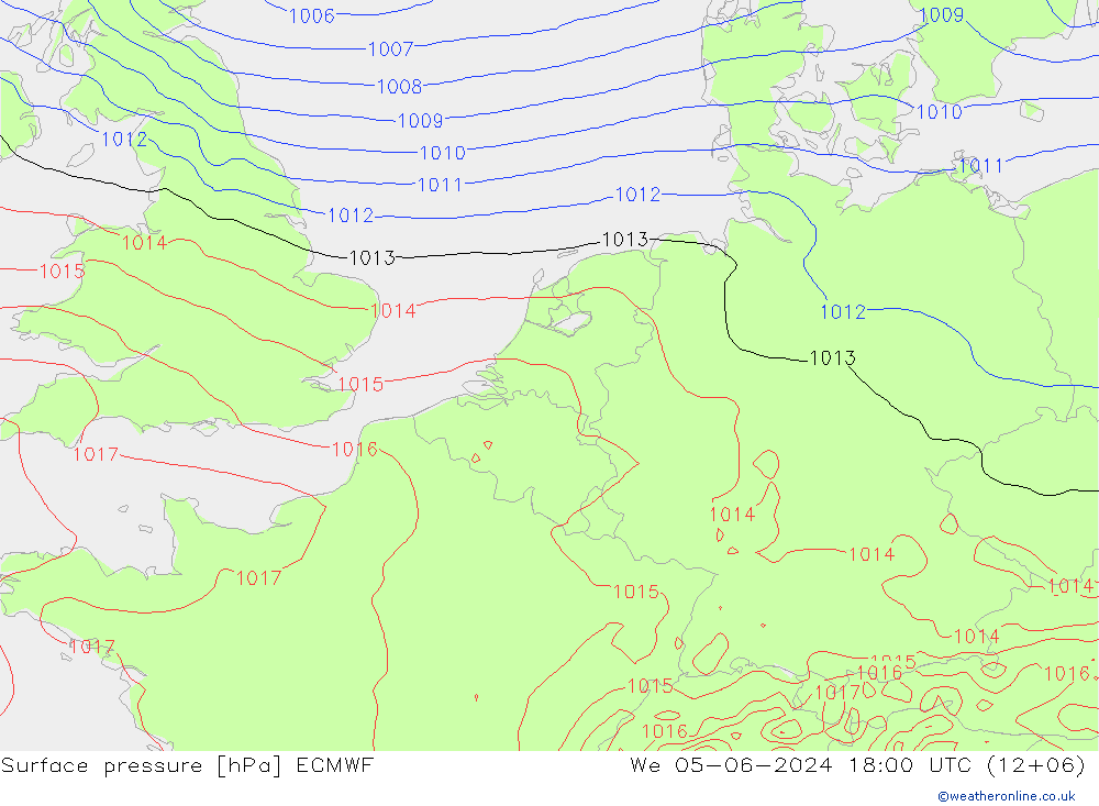 Surface pressure ECMWF We 05.06.2024 18 UTC