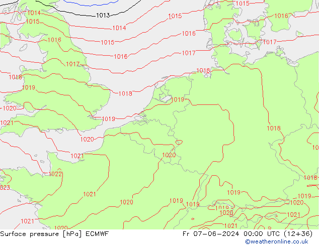 Luchtdruk (Grond) ECMWF vr 07.06.2024 00 UTC