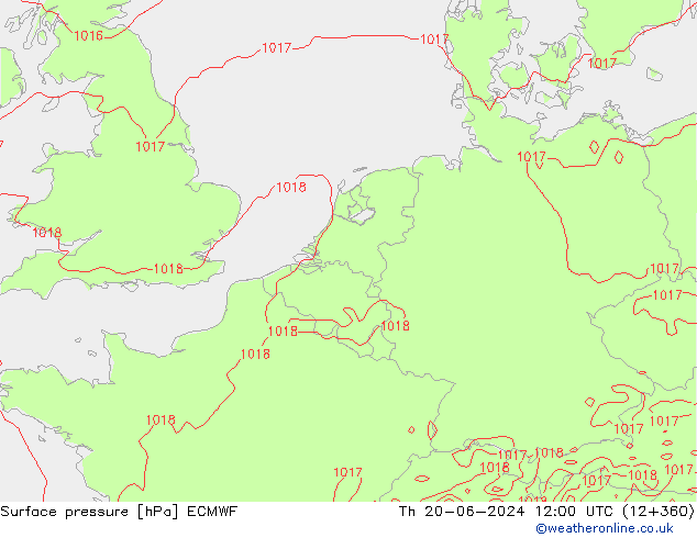 Atmosférický tlak ECMWF Čt 20.06.2024 12 UTC