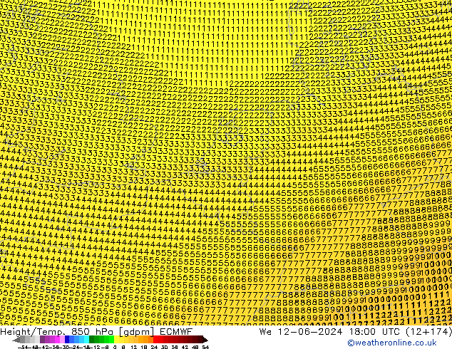 Height/Temp. 850 hPa ECMWF We 12.06.2024 18 UTC