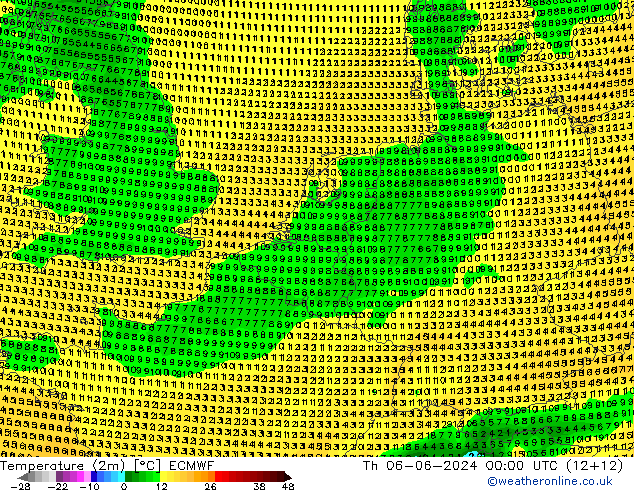 Temperaturkarte (2m) ECMWF Do 06.06.2024 00 UTC