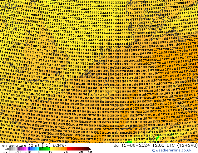 température (2m) ECMWF sam 15.06.2024 12 UTC