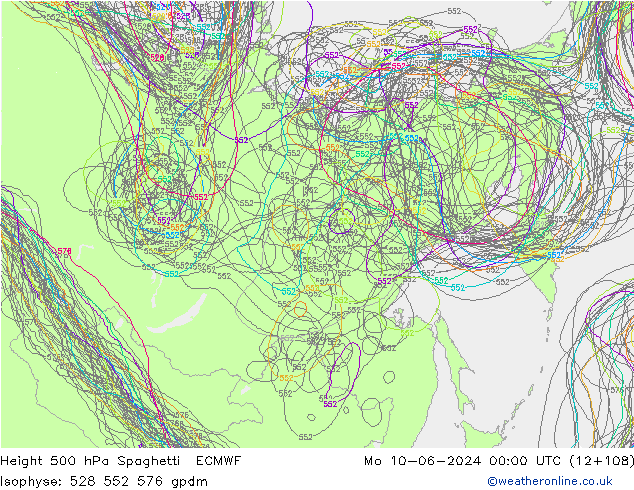 Hoogte 500 hPa Spaghetti ECMWF ma 10.06.2024 00 UTC