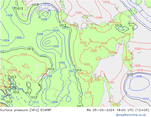 Surface pressure ECMWF We 05.06.2024 18 UTC