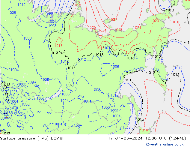 Yer basıncı ECMWF Cu 07.06.2024 12 UTC