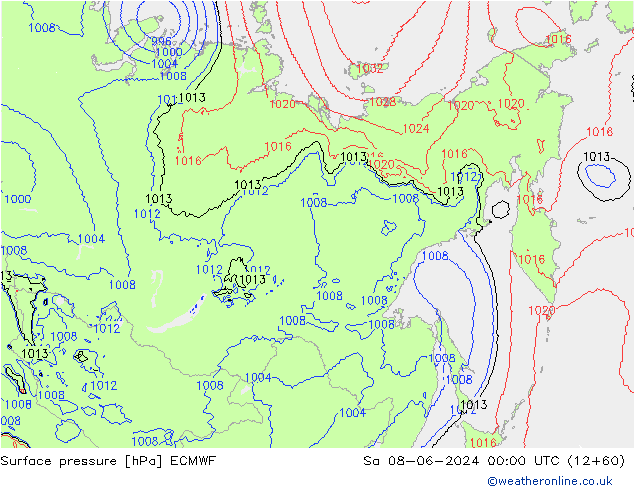 Yer basıncı ECMWF Cts 08.06.2024 00 UTC