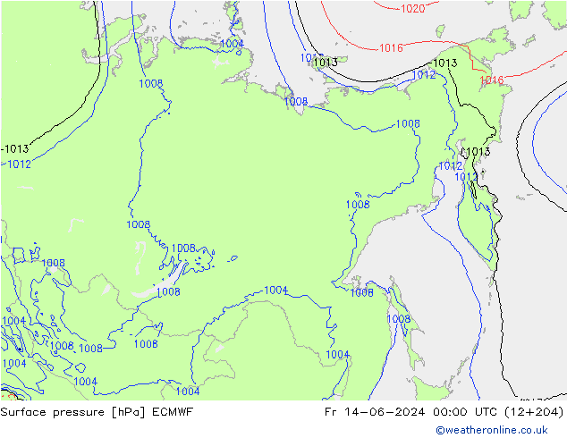 pression de l'air ECMWF ven 14.06.2024 00 UTC