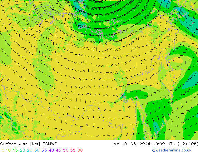 Surface wind ECMWF Mo 10.06.2024 00 UTC