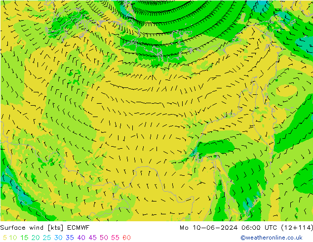 Vento 10 m ECMWF Seg 10.06.2024 06 UTC