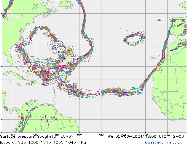 Yer basıncı Spaghetti ECMWF Çar 05.06.2024 18 UTC