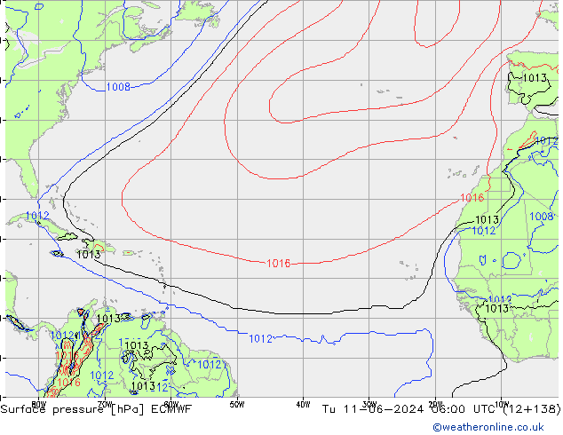 Pressione al suolo ECMWF mar 11.06.2024 06 UTC