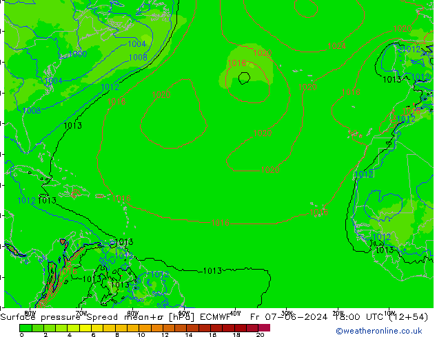 pression de l'air Spread ECMWF ven 07.06.2024 18 UTC