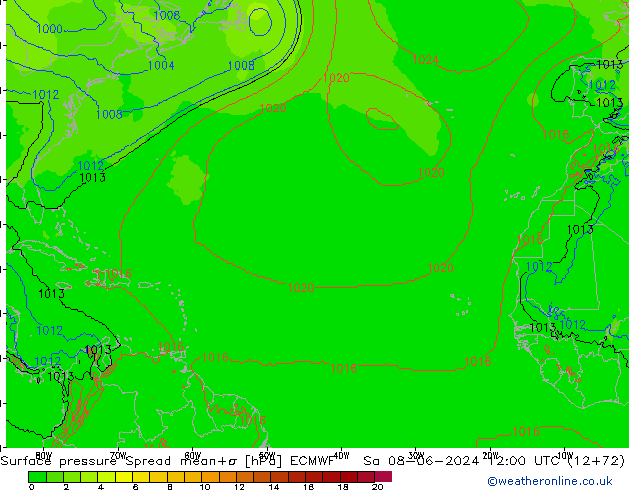 ciśnienie Spread ECMWF so. 08.06.2024 12 UTC