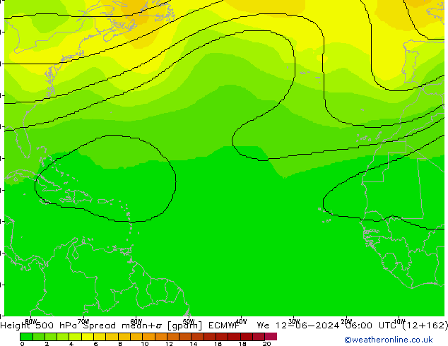 Height 500 hPa Spread ECMWF We 12.06.2024 06 UTC