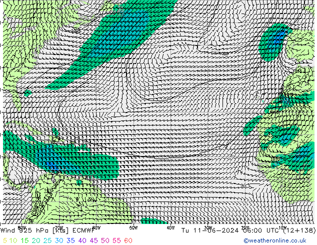 Wind 925 hPa ECMWF Út 11.06.2024 06 UTC