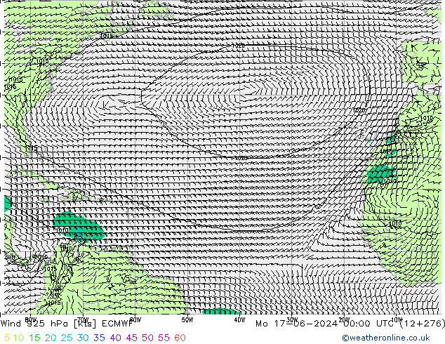 Viento 925 hPa ECMWF lun 17.06.2024 00 UTC