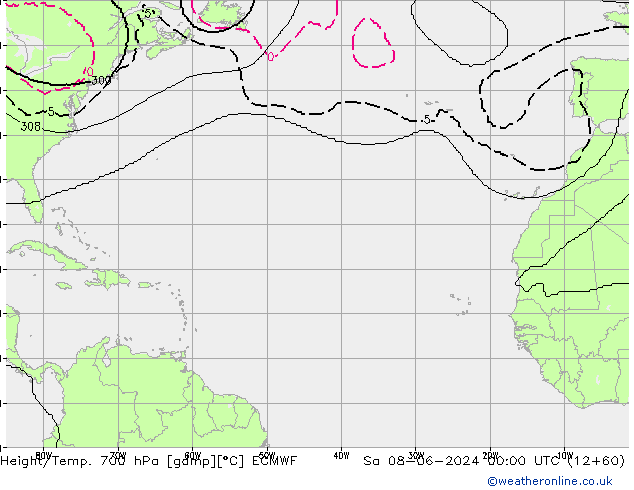 Géop./Temp. 700 hPa ECMWF sam 08.06.2024 00 UTC