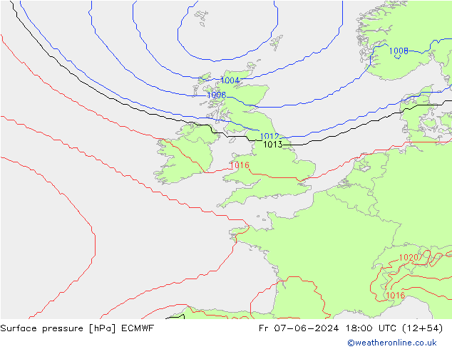 Luchtdruk (Grond) ECMWF vr 07.06.2024 18 UTC