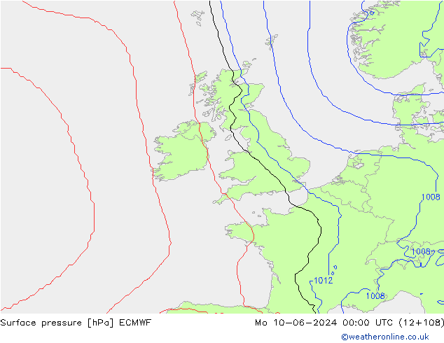 pression de l'air ECMWF lun 10.06.2024 00 UTC