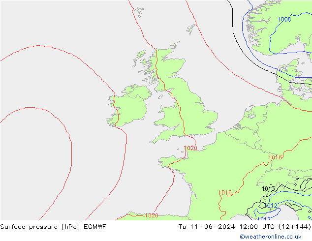 Presión superficial ECMWF mar 11.06.2024 12 UTC