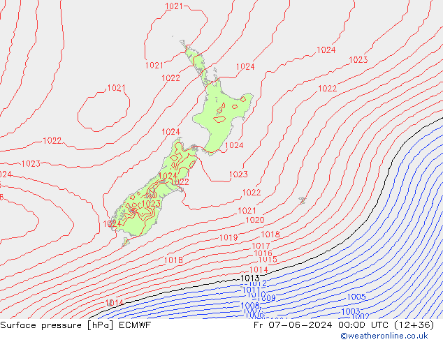 Surface pressure ECMWF Fr 07.06.2024 00 UTC