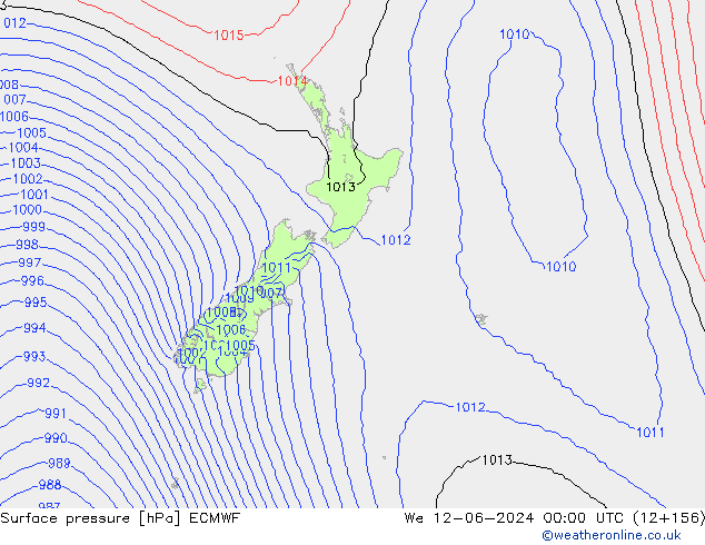 Pressione al suolo ECMWF mer 12.06.2024 00 UTC