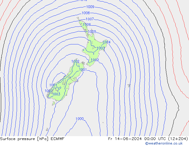 Luchtdruk (Grond) ECMWF vr 14.06.2024 00 UTC