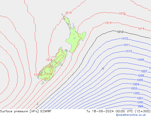 Presión superficial ECMWF mar 18.06.2024 00 UTC