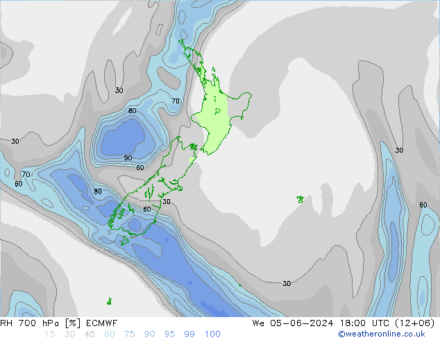 RH 700 hPa ECMWF We 05.06.2024 18 UTC