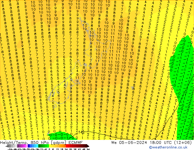 Height/Temp. 850 hPa ECMWF  05.06.2024 18 UTC