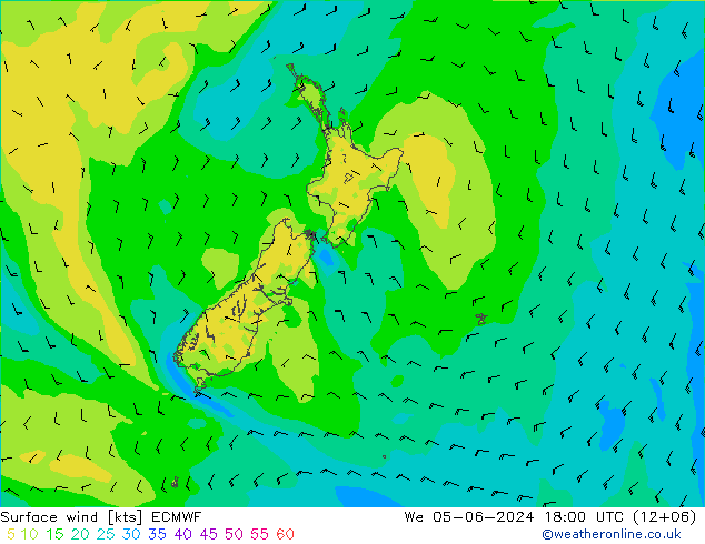 Rüzgar 10 m ECMWF Çar 05.06.2024 18 UTC