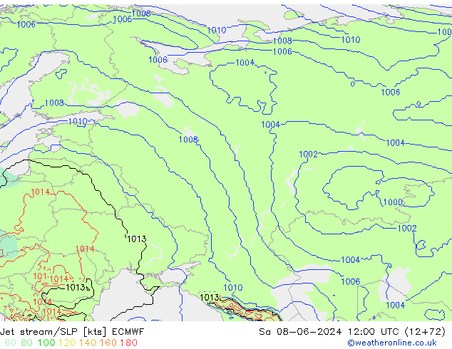 Jet stream/SLP ECMWF Sa 08.06.2024 12 UTC