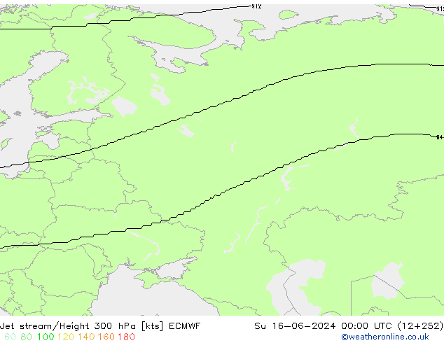 Jet stream/Height 300 hPa ECMWF Su 16.06.2024 00 UTC