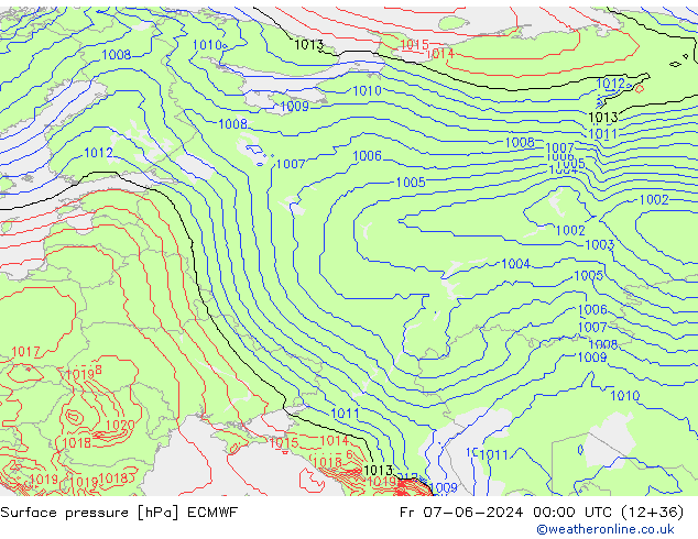 pressão do solo ECMWF Sex 07.06.2024 00 UTC