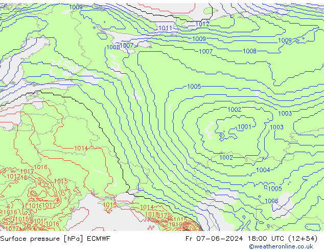 Yer basıncı ECMWF Cu 07.06.2024 18 UTC