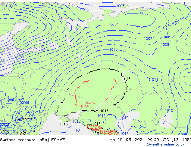 Pressione al suolo ECMWF lun 10.06.2024 00 UTC