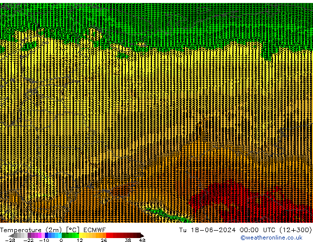 Sıcaklık Haritası (2m) ECMWF Sa 18.06.2024 00 UTC