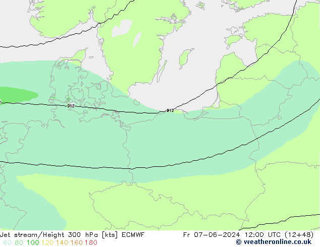 Jet stream/Height 300 hPa ECMWF Pá 07.06.2024 12 UTC