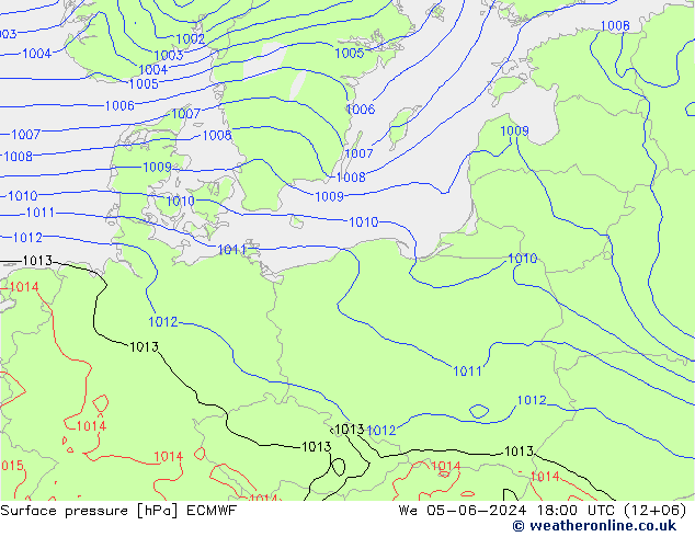 Atmosférický tlak ECMWF St 05.06.2024 18 UTC